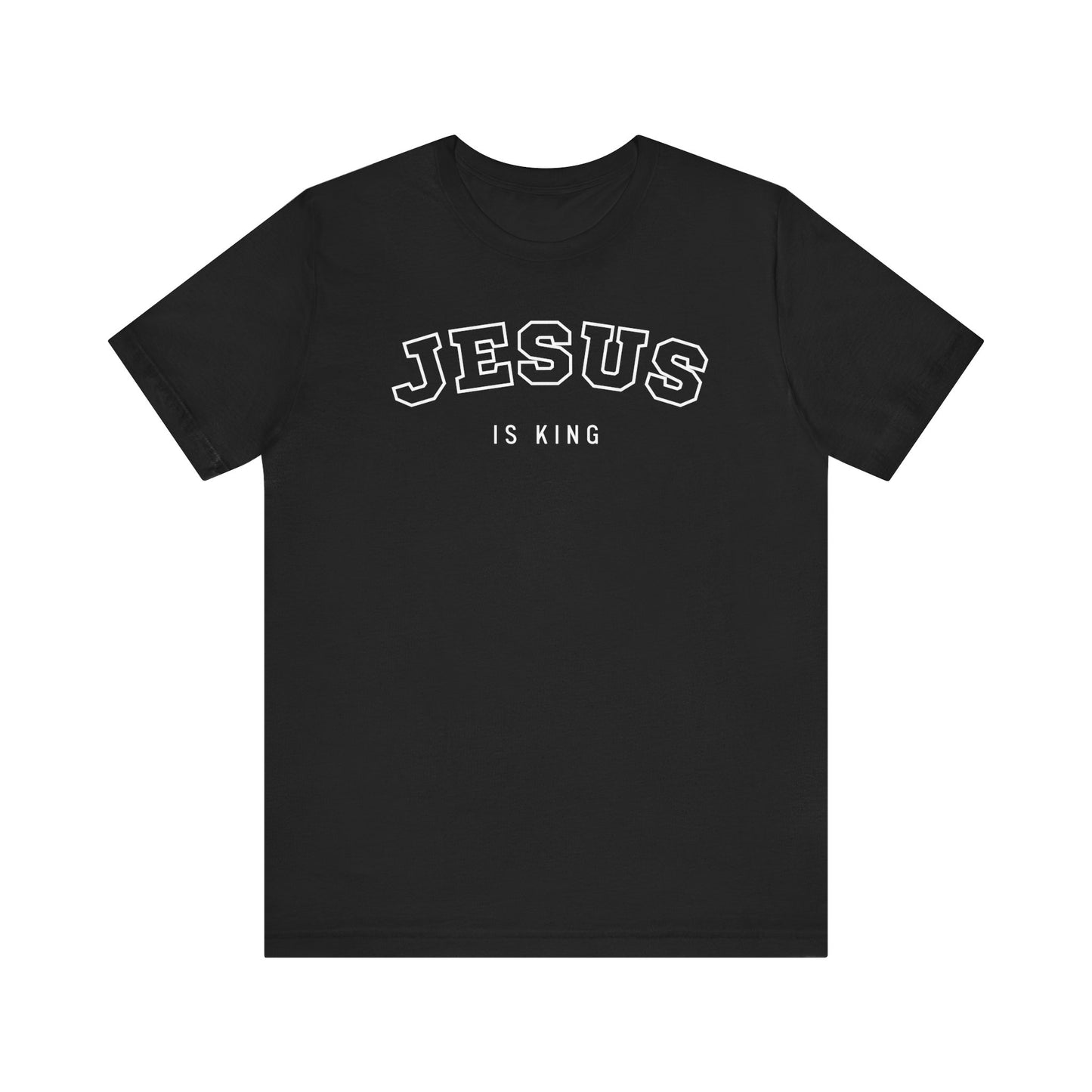 JESUS IS KING – Varsity Style Mens Christian T-Shirt