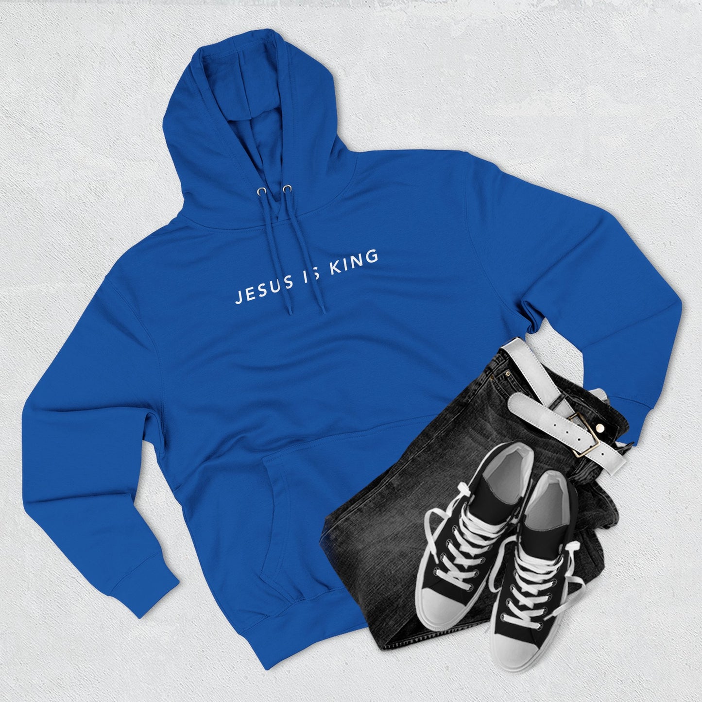 Jesus is King(Graffiti-style font on back) - Men's Premium Hoodie