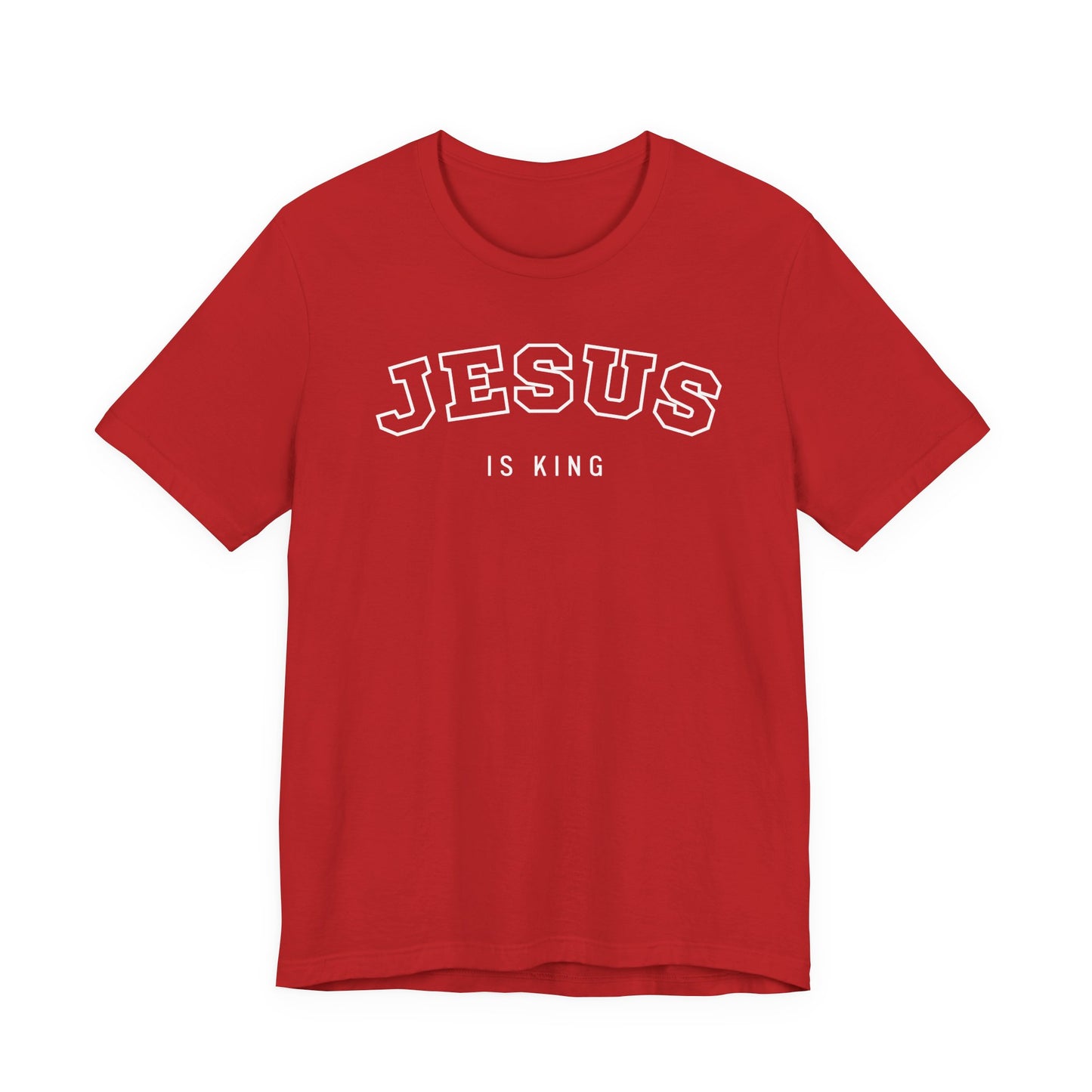 JESUS IS KING – Varsity Style Mens Christian T-Shirt