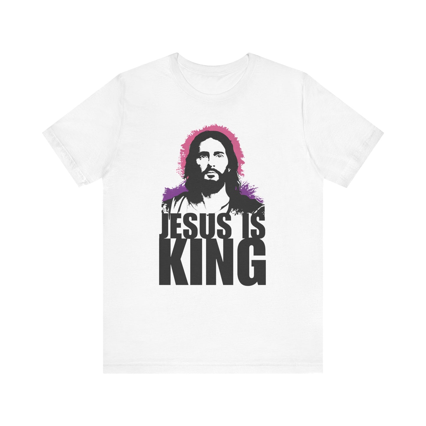 Jesus is King(with portrait image) – Mens Christian T-Shirt