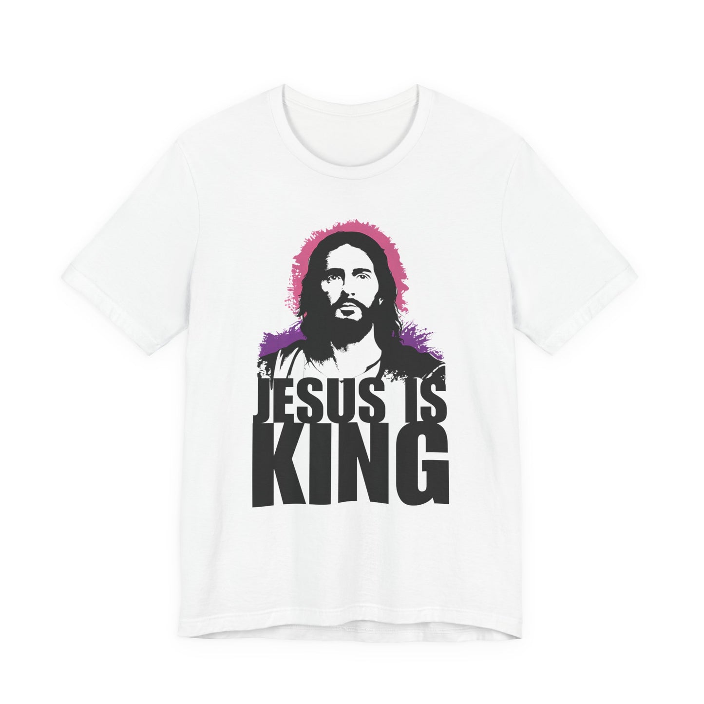 Jesus is King(with portrait image) – Mens Christian T-Shirt