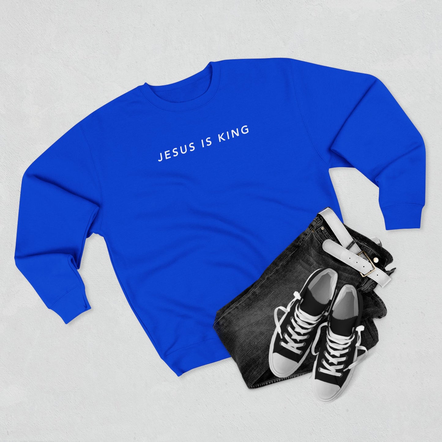 Jesus is King(Graffiti style text on back) - Men's Premium Sweatshirt