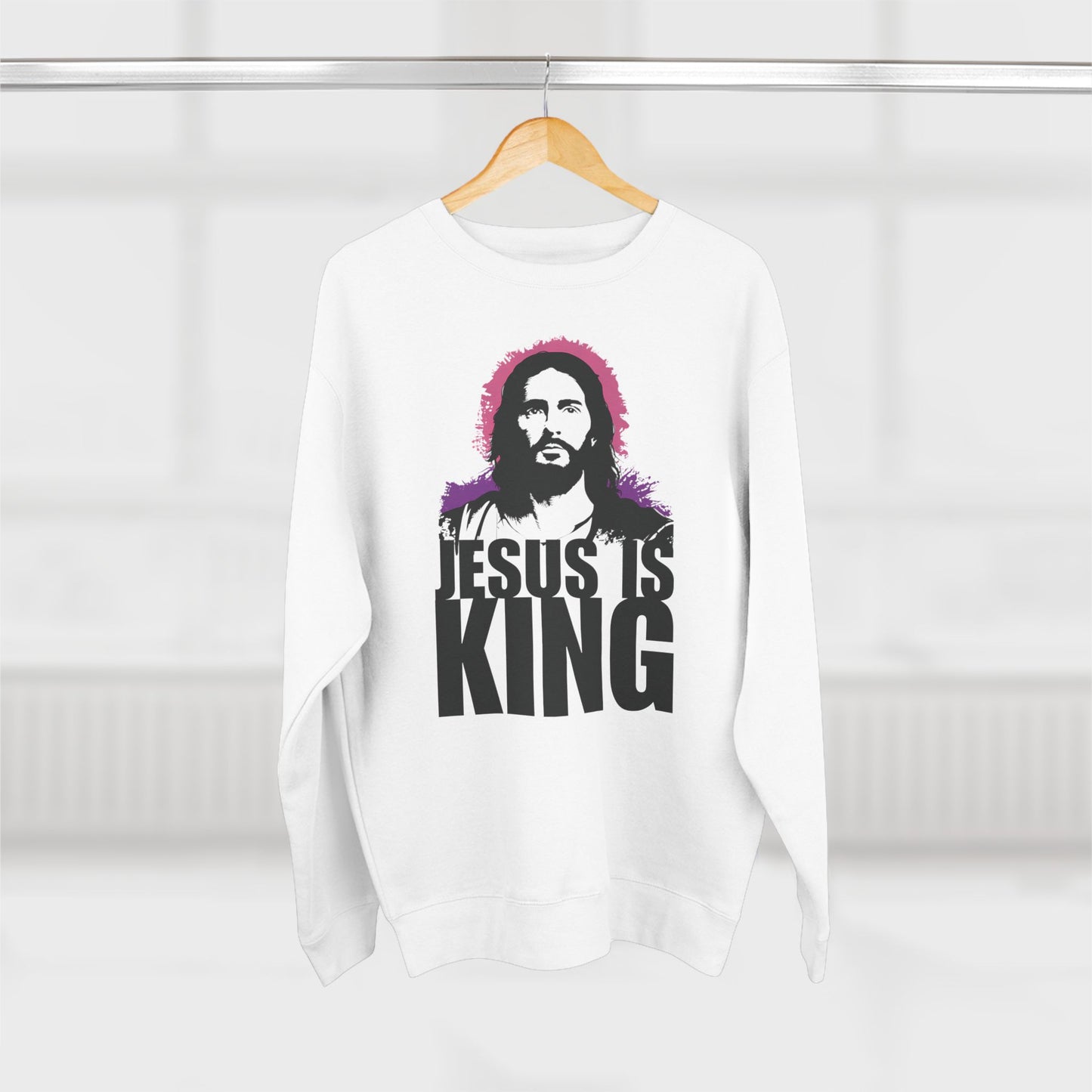 Jesus is King(with portrait image) - Men's Premium Sweatshirt