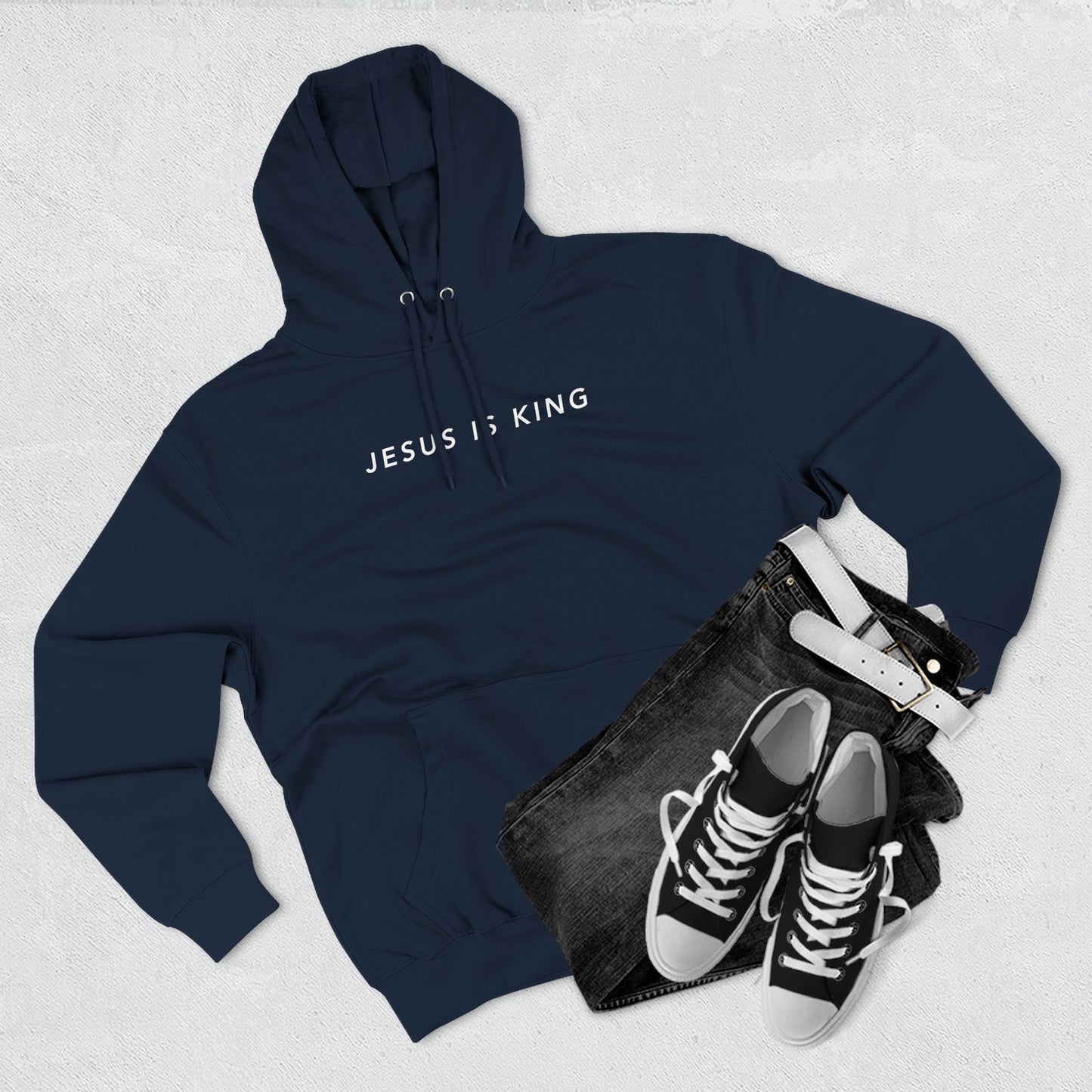 Jesus is King(Graffiti-style font on back) - Men's Premium Hoodie