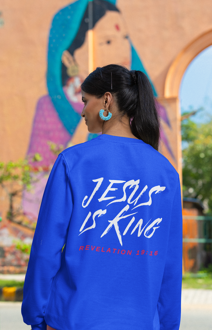 Jesus is King(Graffiti style text on back) - Women's Premium Sweatshirt