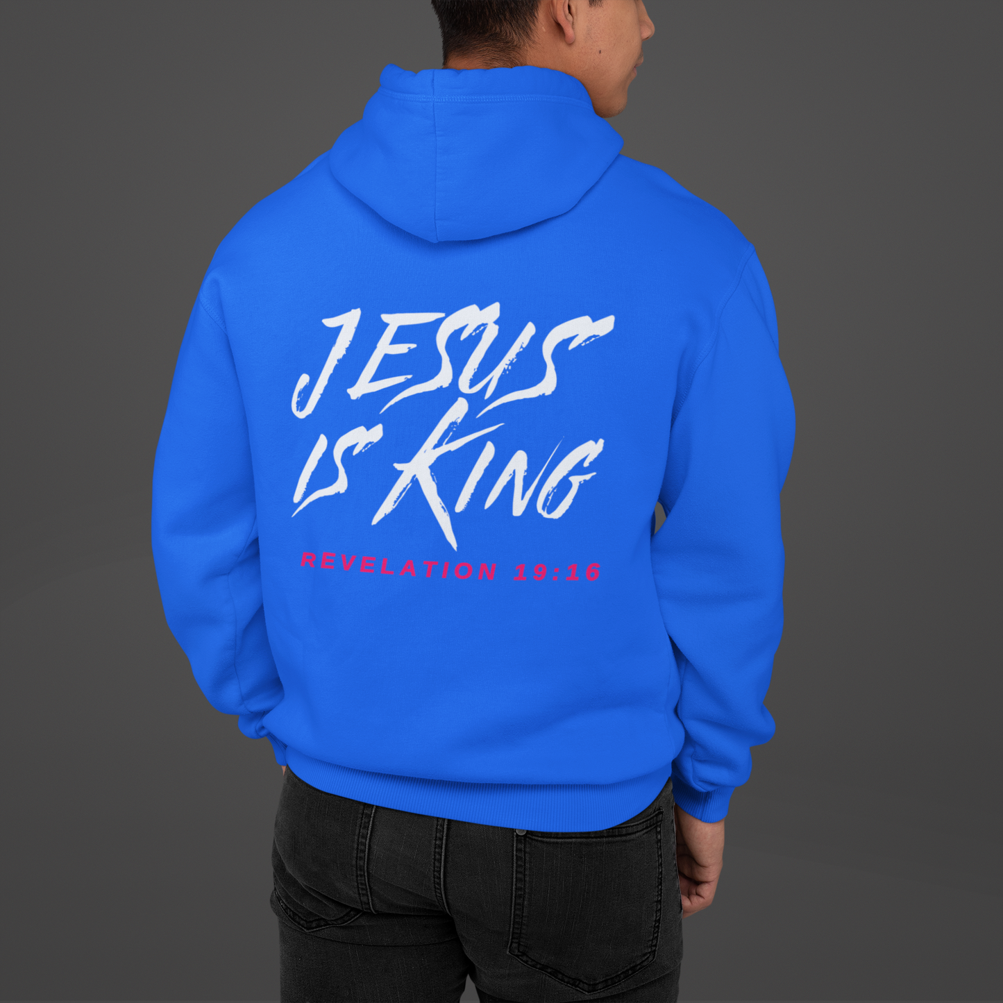 Jesus is King(Graffiti-style font on back) - Men's Premium Hoodie