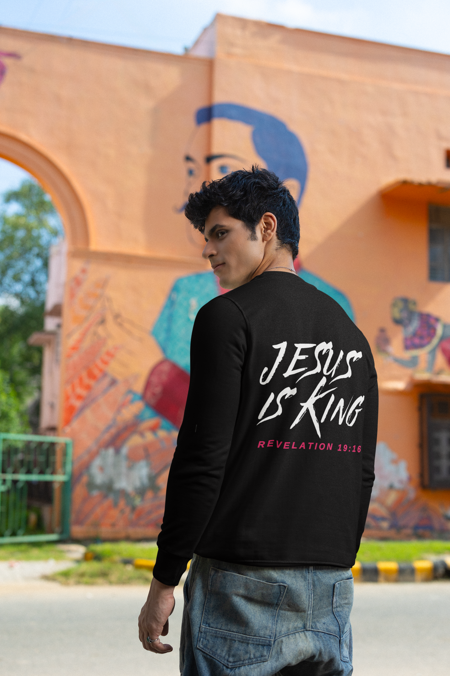 Jesus is King(Graffiti style text on back) - Men's Premium Sweatshirt