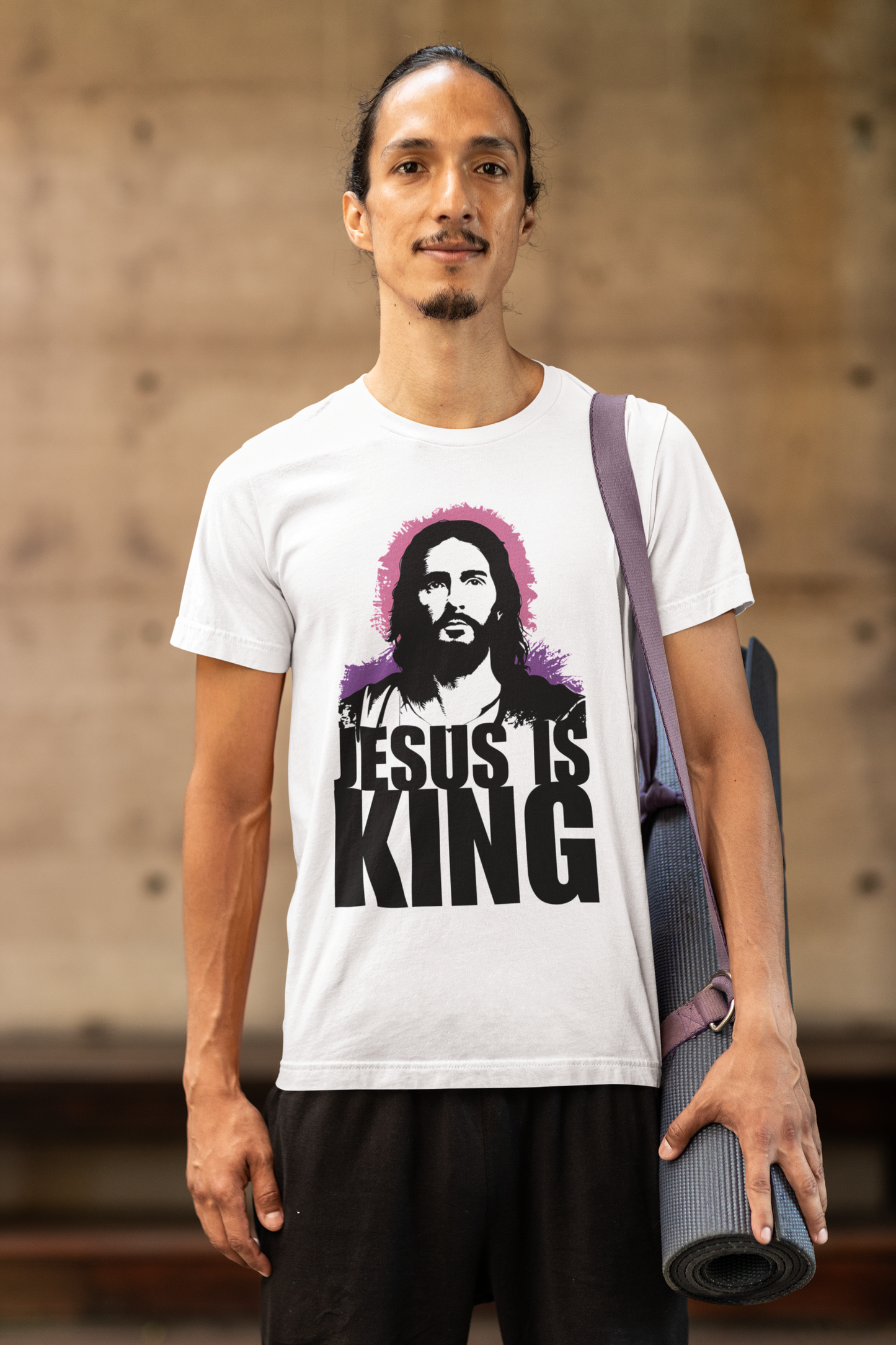 Jesus is King(with portrait image) – Mens Christian T-Shirt