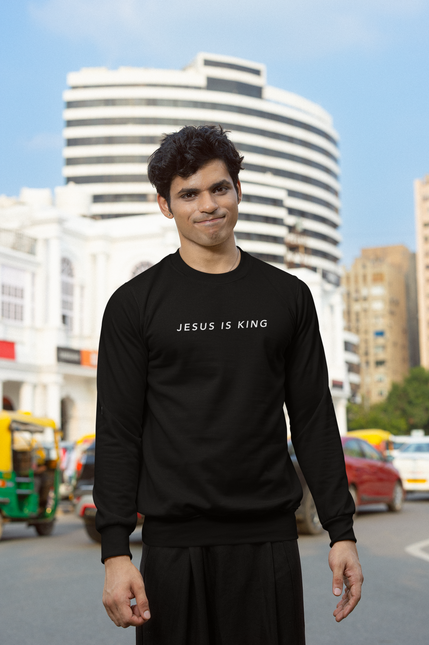Jesus is King(Graffiti style text on back) - Men's Premium Sweatshirt