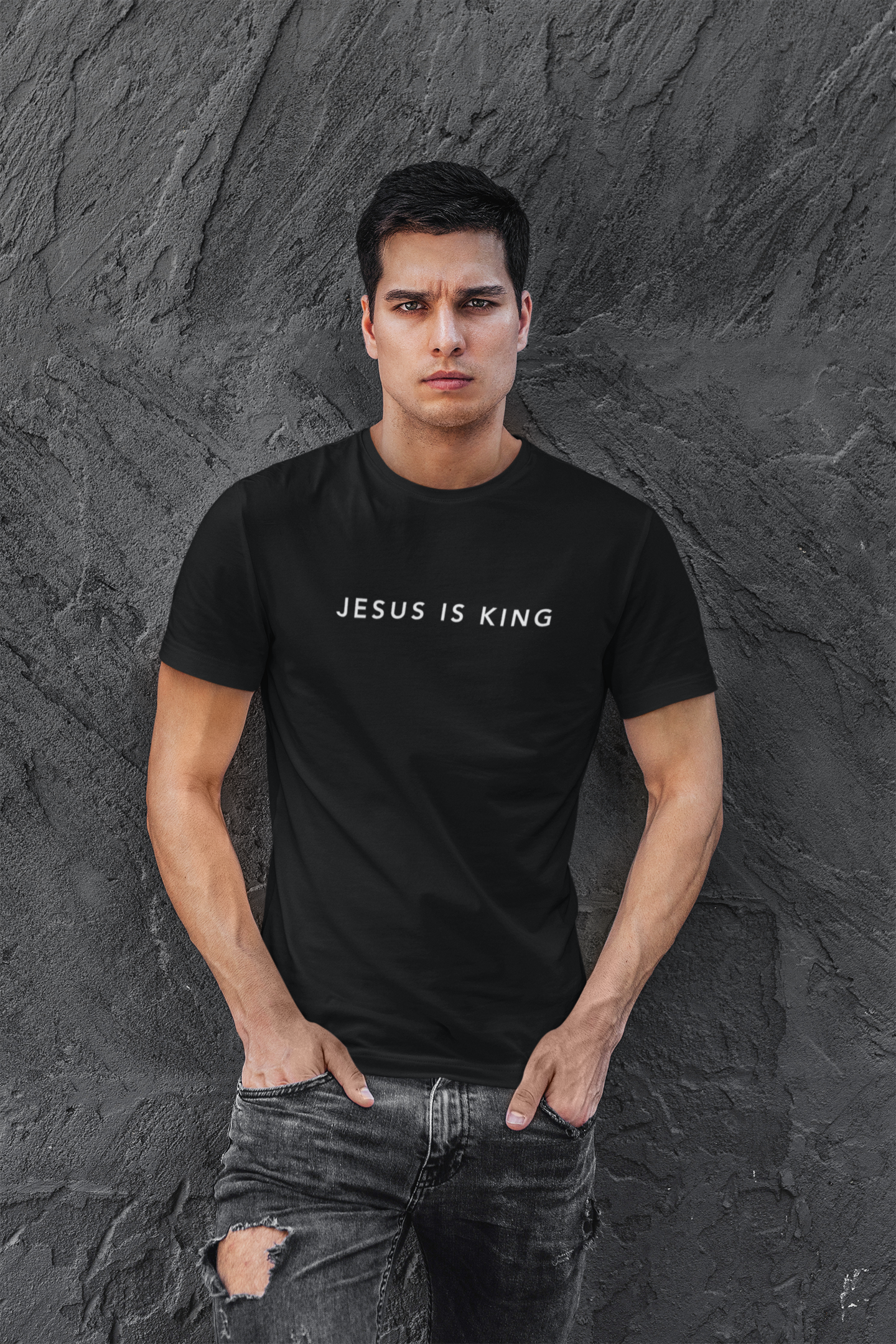 Jesus is King(Graffiti style text on back) - Mens Christian T-Shirt