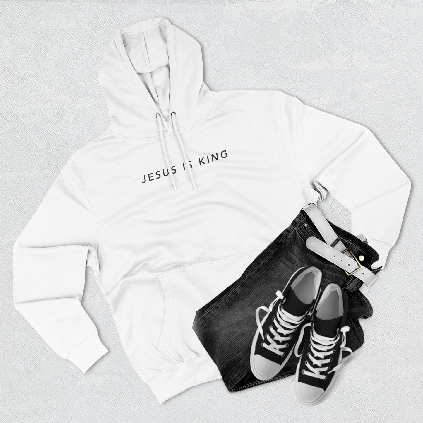Jesus is King(Graffiti-style font on back) - Women's Premium Hoodie