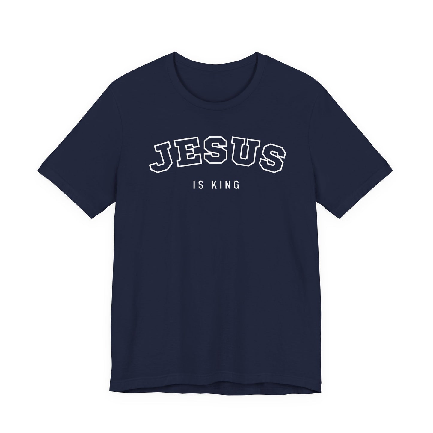 JESUS IS KING – Varsity Style Mens Christian T-Shirt