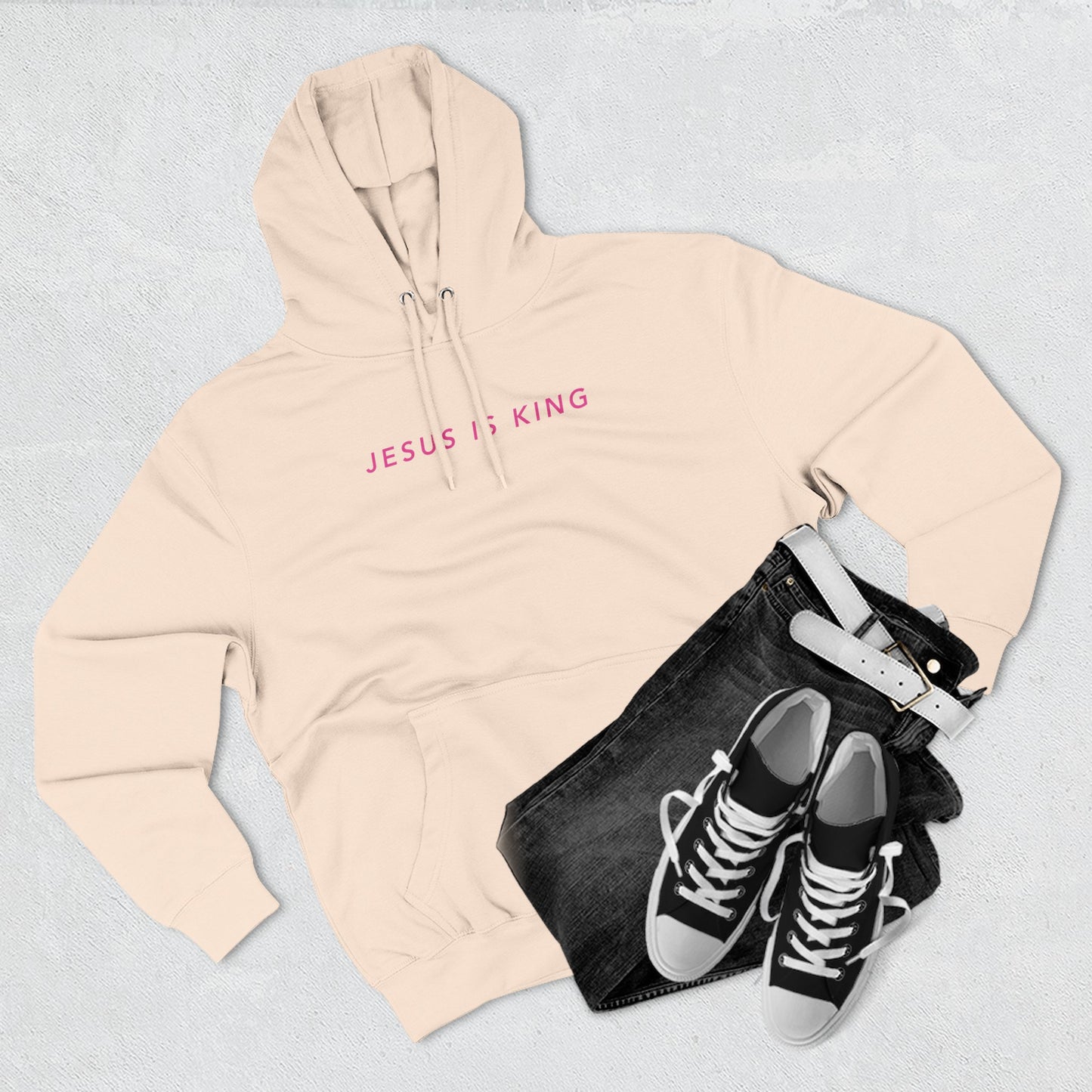 Jesus is King(Graffiti-style font on back) - Women's Premium Hoodie