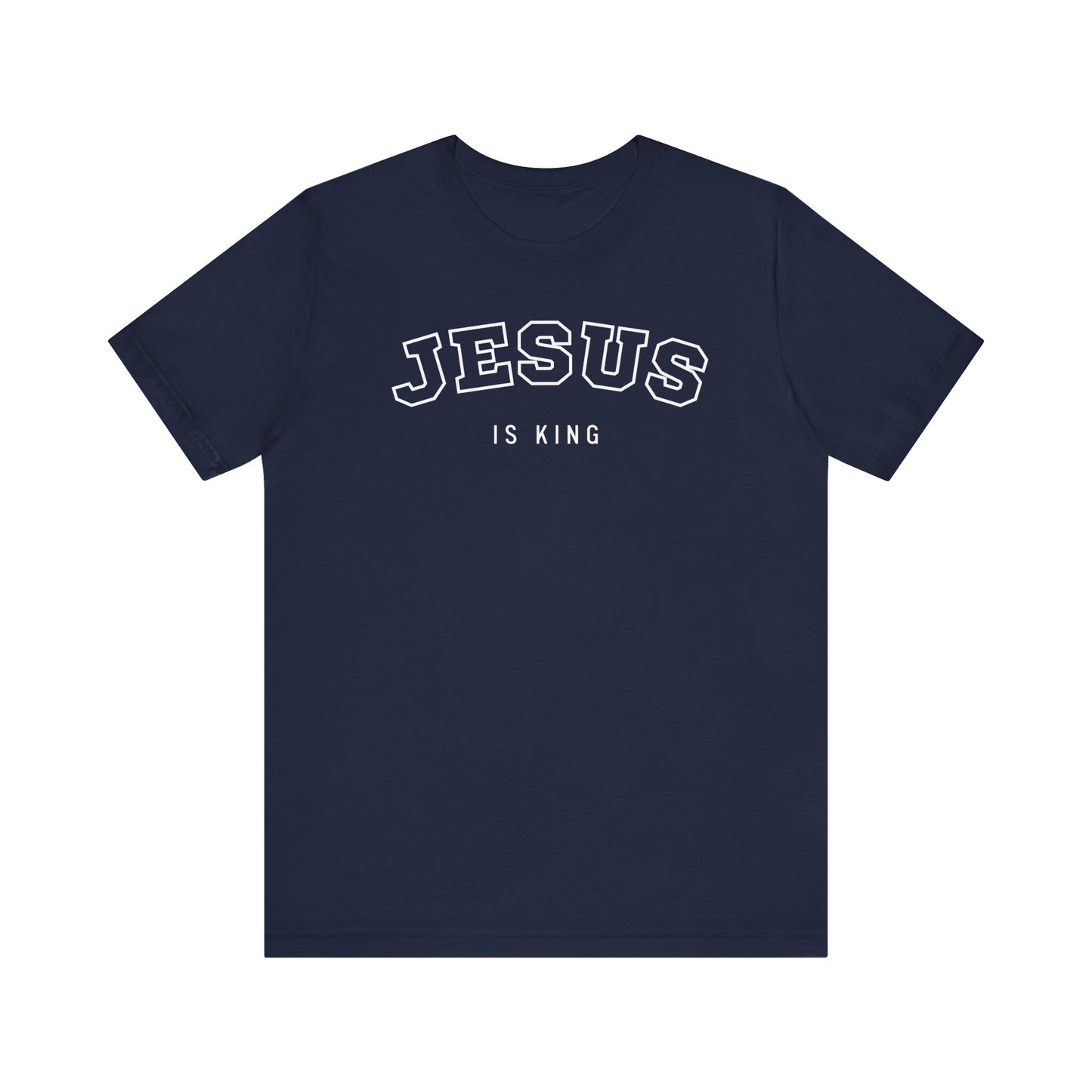 JESUS IS KING – Varsity Style Mens Christian T-Shirt