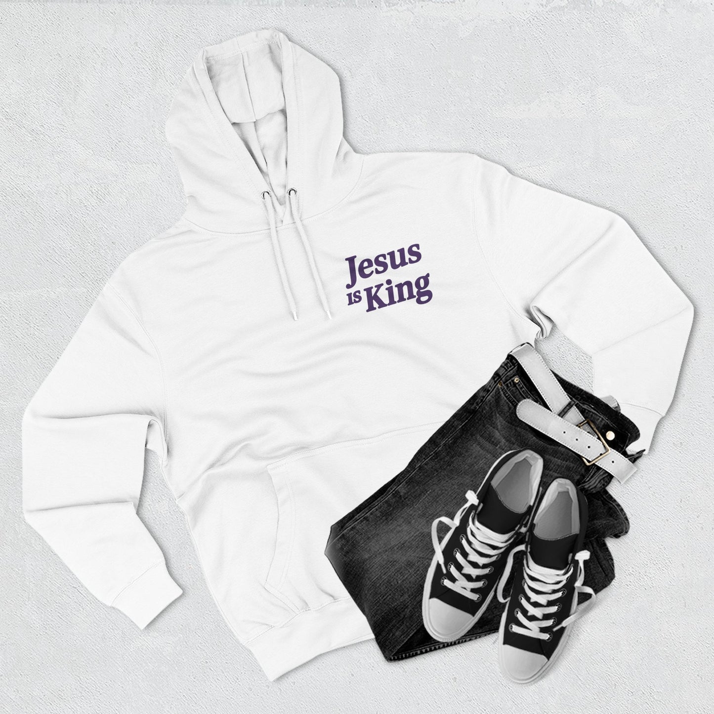 Jesus is King(Portrait Image of Jesus) - Men's Premium Hoodie