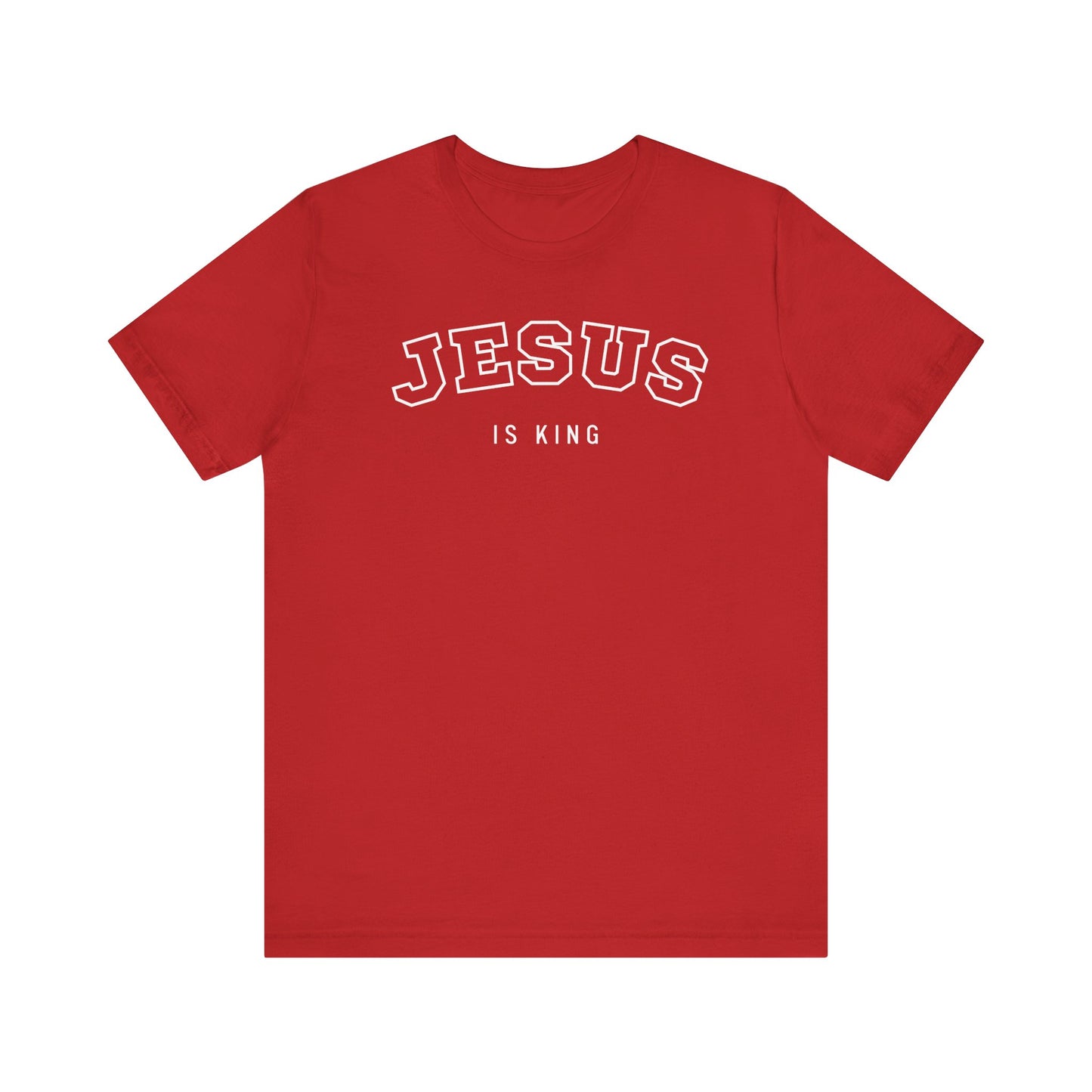 JESUS IS KING – Varsity Style Mens Christian T-Shirt