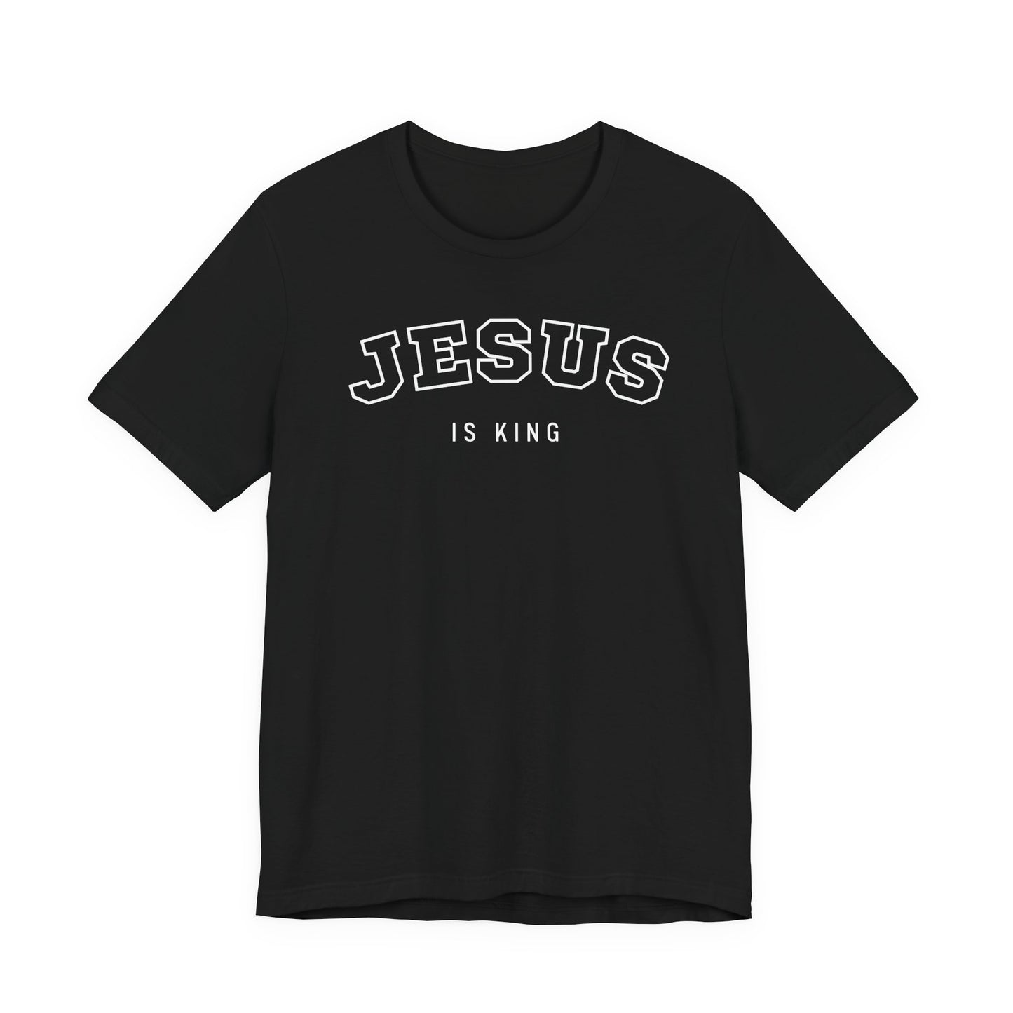 JESUS IS KING – Varsity Style Mens Christian T-Shirt