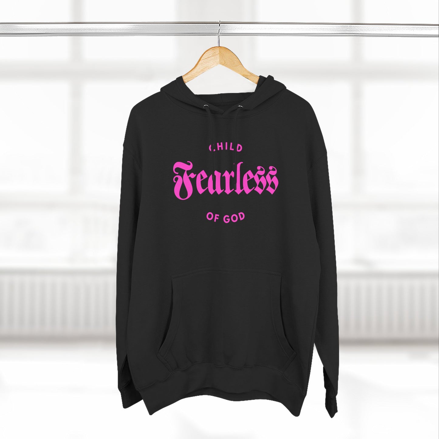 Fearless Child of God(Pink on Black) - Women's Premium Hoodie