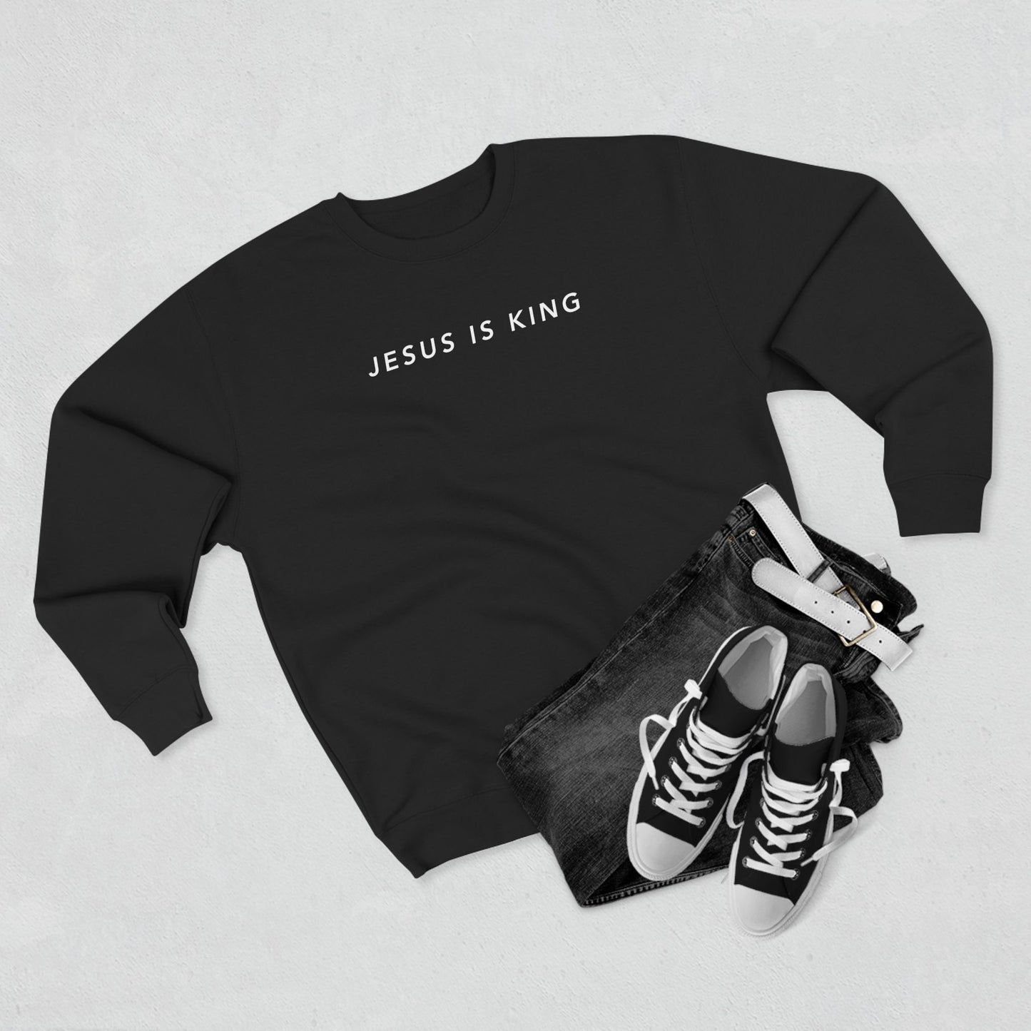 Jesus is King(Graffiti style text on back) - Men's Premium Sweatshirt
