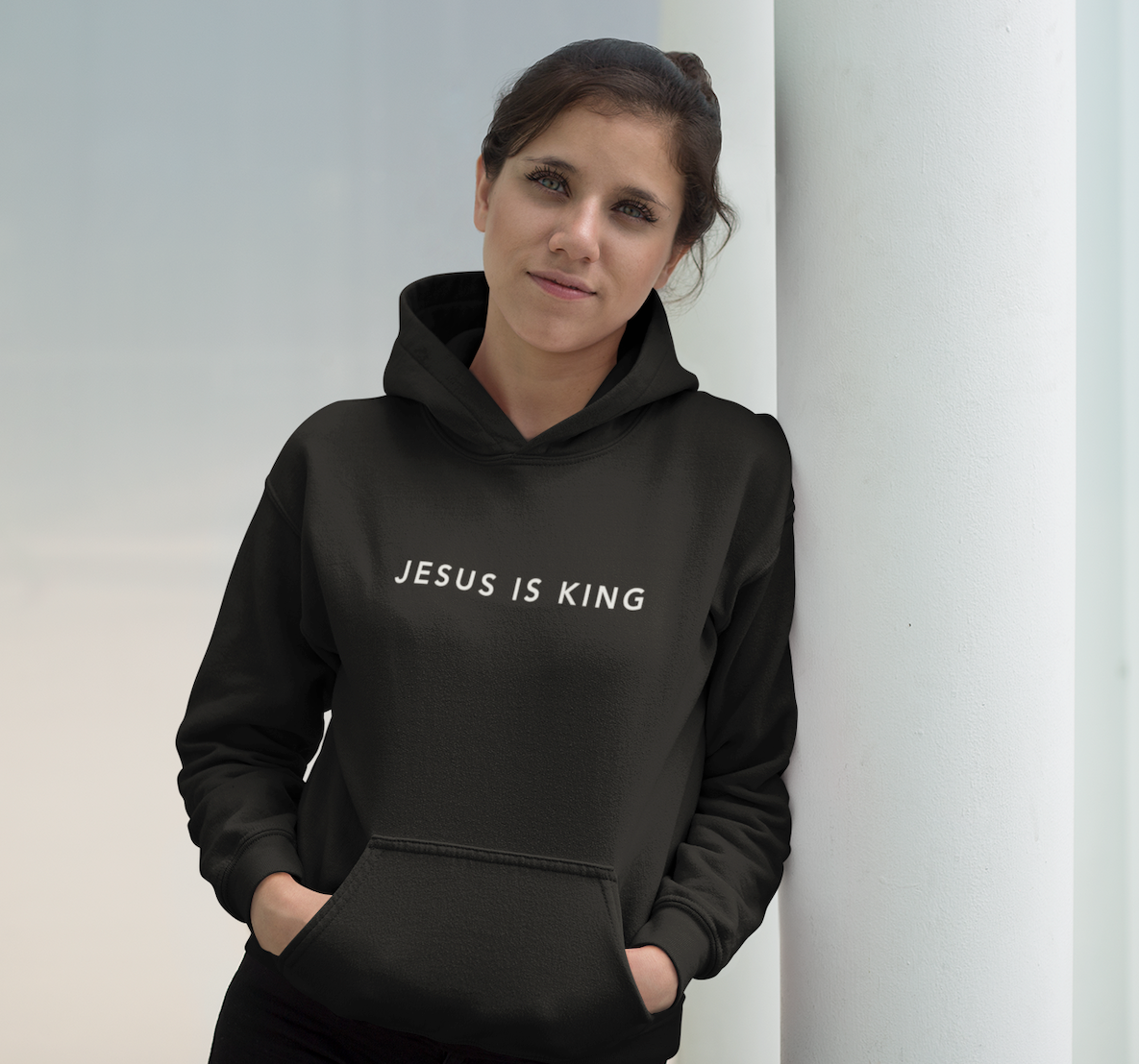 Jesus is King(Graffiti-style font on back) - Women's Premium Hoodie