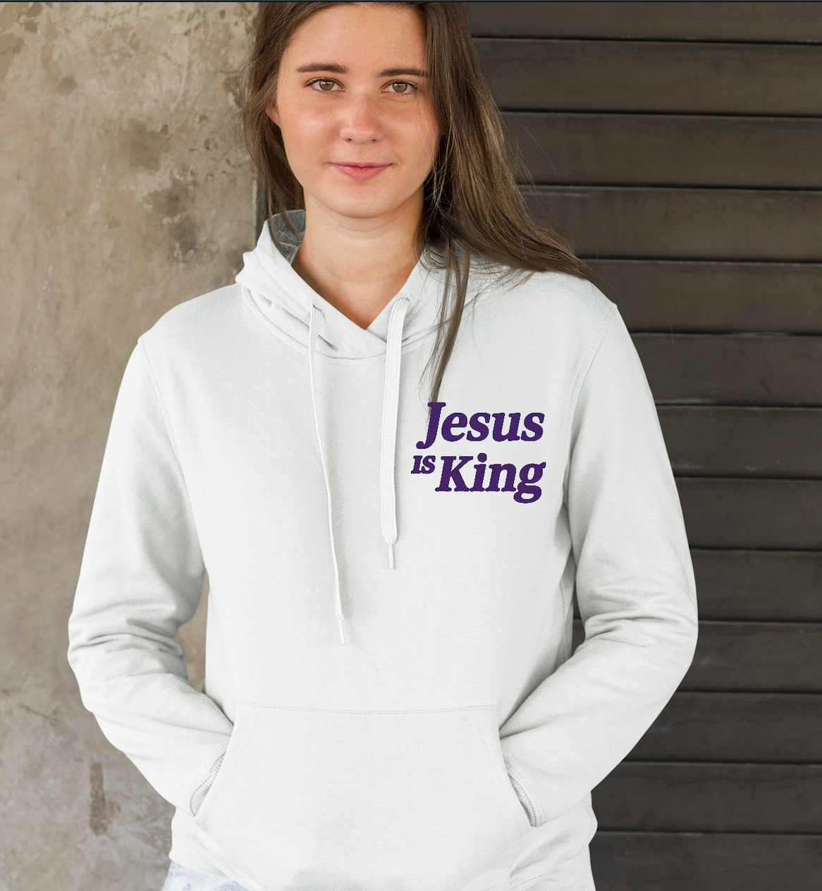Jesus is King(Portrait Image of Jesus) - Women's Premium Hoodie