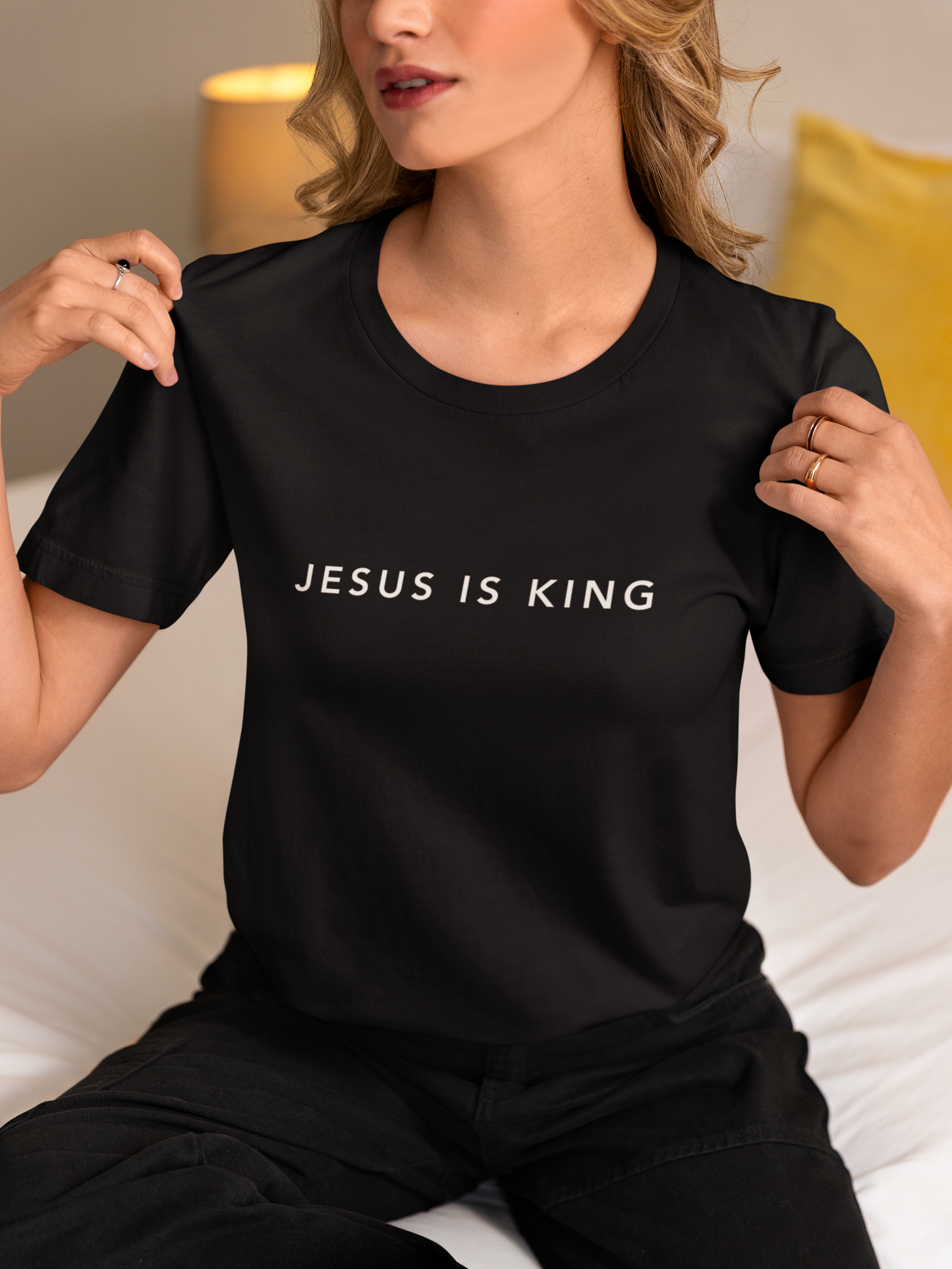 Jesus is King(Graffiti style text on back) - Womens Christian T-Shirt