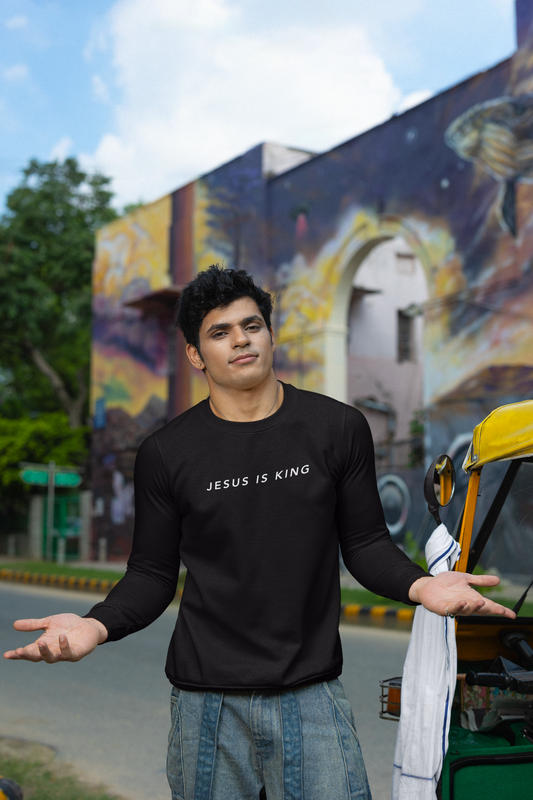 Jesus is King(Graffiti style text on back) - Men's Premium Sweatshirt