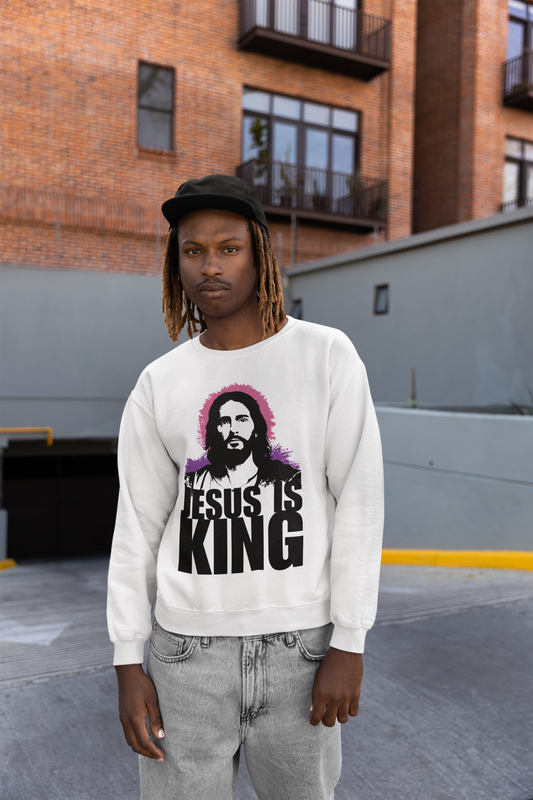 Jesus is King(with portrait image) - Men's Premium Sweatshirt