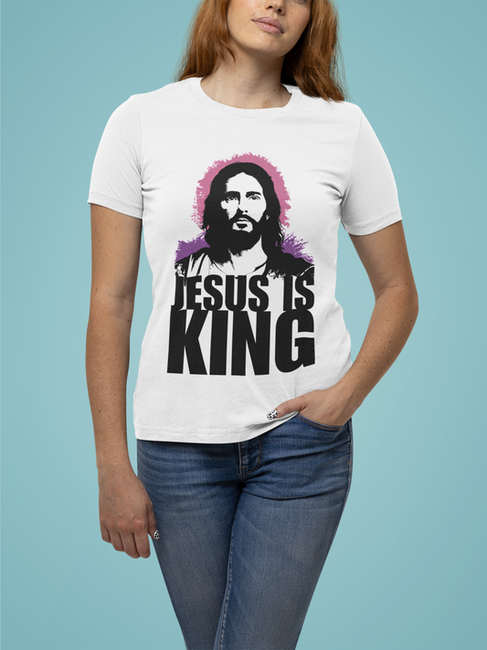 Jesus is King(with portrait image) – Women's Christian T-Shirt
