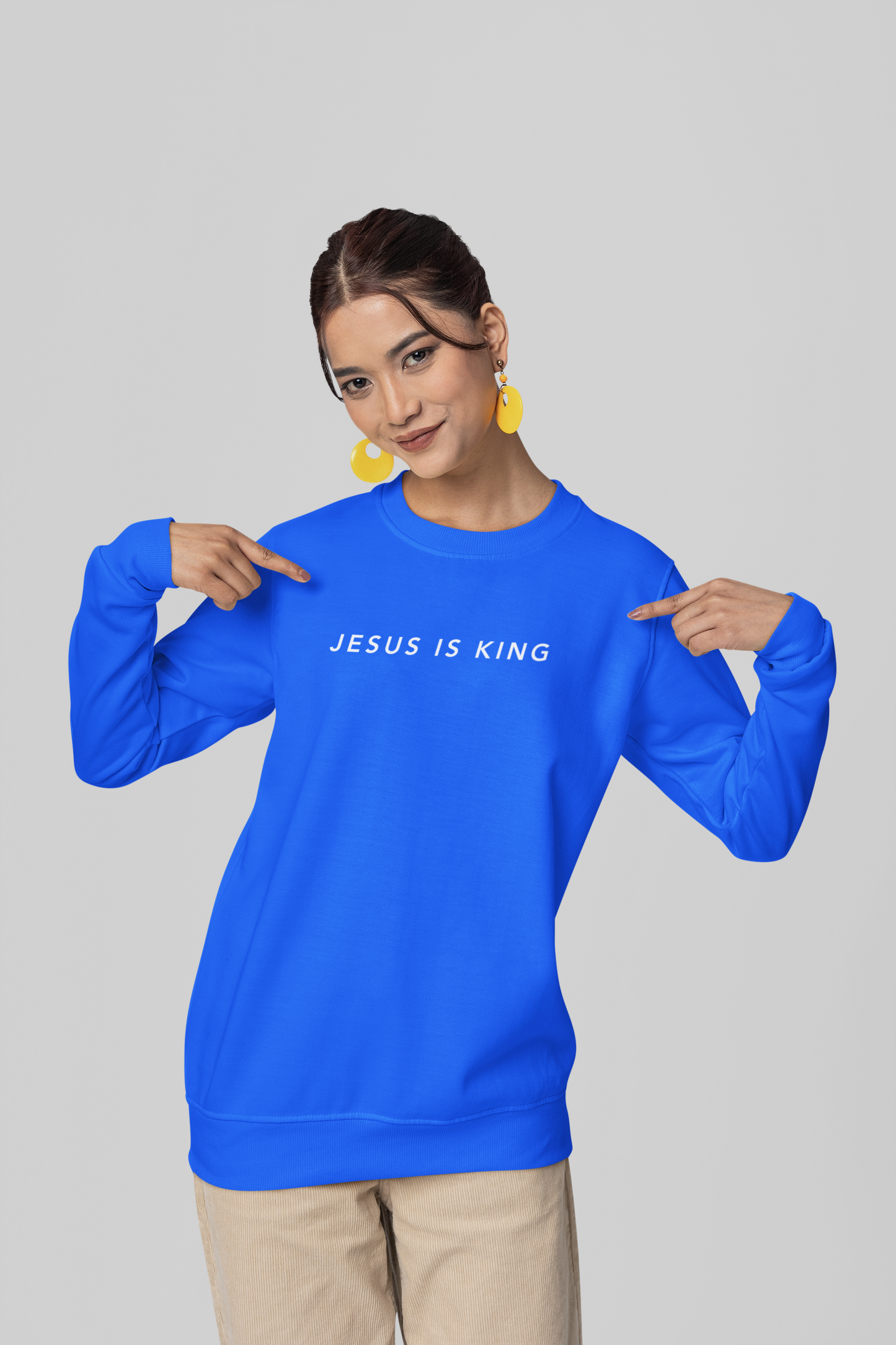 Jesus is King(Graffiti style text on back) - Women's Premium Sweatshirt