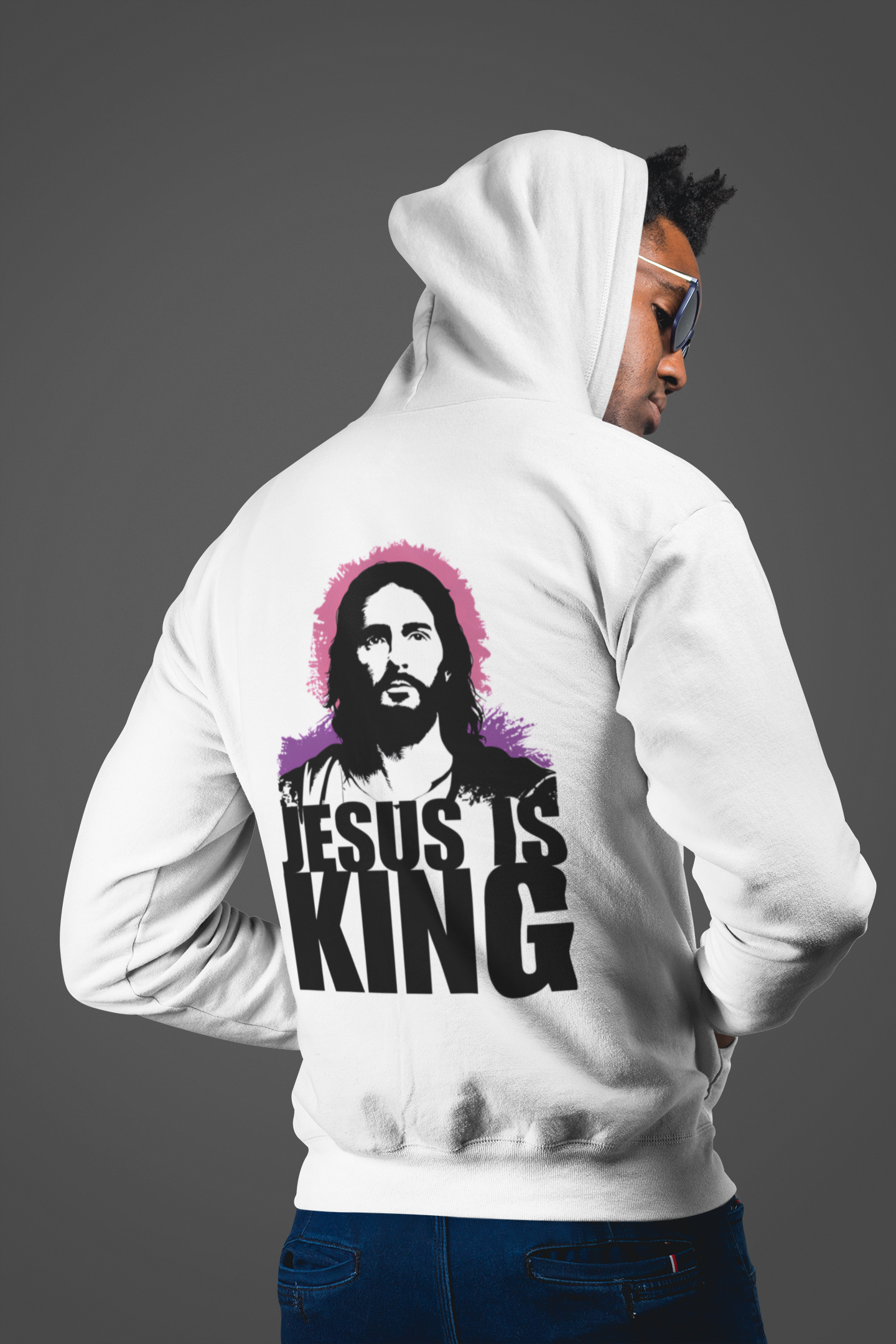 Jesus is King(Portrait Image of Jesus) - Men's Premium Hoodie