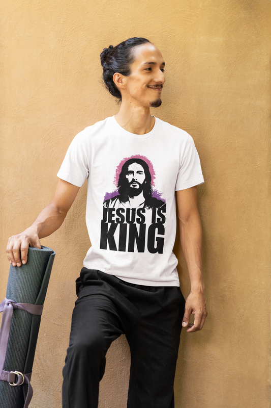 Jesus is King(with portrait image) – Mens Christian T-Shirt