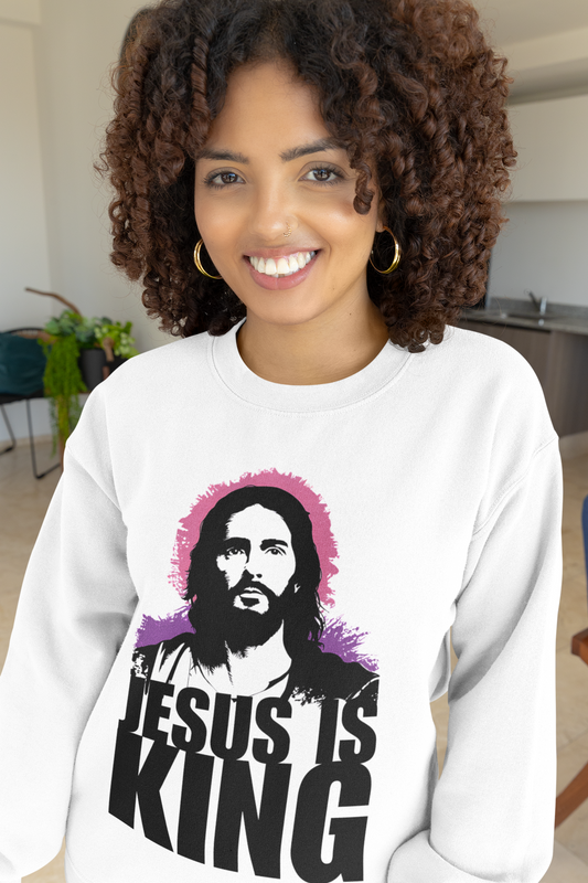 Jesus is King(with portrait image) - Women's Premium Sweatshirt