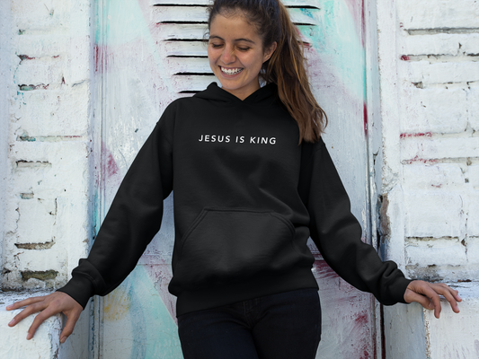 Jesus is King(Graffiti-style font on back) - Women's Premium Hoodie